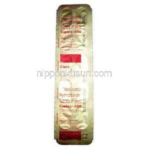 シプロックス, シプロフロキサシン 500 mg,10錠,  製造元：Cipla,シート情報