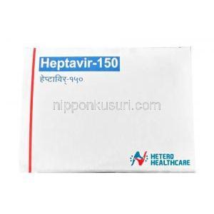 ヘプタビル, ラミブジン 150mg,10錠,製造元：Hetero Healthcare Ltd, 箱表面