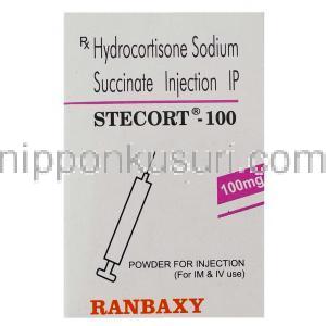 ステコート Stecort , ソル・コーテフ ジェネリック, ヒドロコルチゾン 100mg 注射 （Ranbaxy） 箱