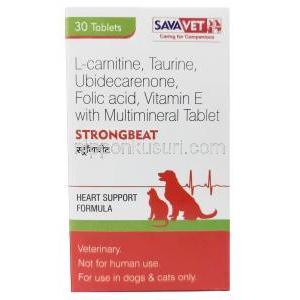 ストロングビート 犬猫用, 30錠, 製造元：Sava Healthcare, 箱表面