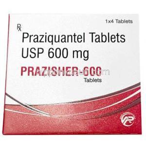 プラジッシャー,プラジカンテル 600mg, 製造元：Asher Pharmaceuticals, 箱表面