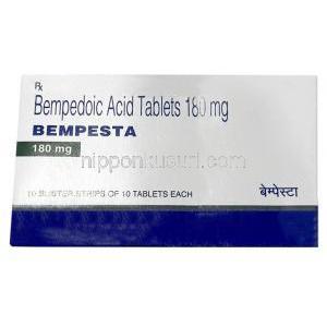 ベンペスタ, ベンペド酸 180mg, 製造元：Torrent Pharmaceuticals Ltd,箱情報, 製造日, 消費期限