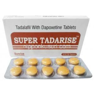 スーパータダライズ, ,タダラフィル 20mg/ ダポキセチン 60mg, 製造元：Sunrise Remedies, 箱, シート