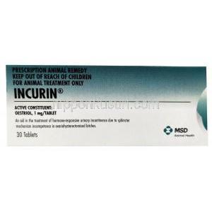 インキュリン 犬用, エストリオール (オエストリオール) 1mg, 製造元：MSD Animal Health, 箱表面
