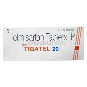 チガテル20, テルミサルタン 20mg, 製造元：Sun Pharmaceutical Industries, 箱表面