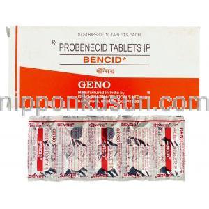 プロベネシド（ベネシッドジェネリック）, Bencid, 500mg 錠 (Geno)