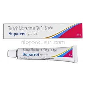 スパトレット水性ジェル,トレチノイン 微粒子ジェル 0.1%,  微粒子ジェル 20g, 製造元：Sun Pharma, 箱,チューブ