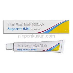 スパトレット水性ジェル,トレチノイン 微粒子ジェル 0.04%,  微粒子ジェル 20g, 製造元：Sun Pharma, 箱,チューブ