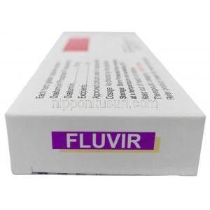 フルビル, リン酸オセルタミビル 75 mg, カプセル, 製造元：Hetero Drugs, 箱側面