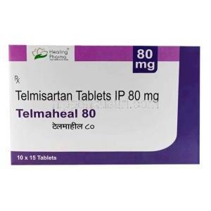 テルマヒール 80,  テルミサルタン 80mg, 製造元：Healing Pharma India,箱表面