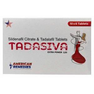 タダシバ エクストラパワー, シルデナフィル 100mg/タダラフィル 20mg, 製造元：Healing Pharma India Pvt Ltd, 箱表面