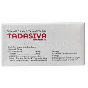 タダシバ エクストラパワー, シルデナフィル 100mg/タダラフィル 20mg, 製造元：Healing Pharma India Pvt Ltd, 箱情報, 成分, 保管方法