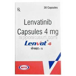 レンバット,レンバチニブ 4mg, 30カプセル,製造元： Natco Pharma, 箱表面