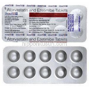 ストルバス EZ,　アトルバスタチン 10mg/ エゼチミブ 10mg, 製造元：Sun Pharmaceutical Industries, シート表面, シート裏面