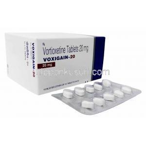 ボクシゲイン-20, ボルチオキセチン 20mg, 100錠, 製造元：Torrent Pharmaceuticals Ltd, 箱, シート