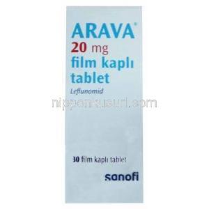 アラバ, レフルノミド 20mg, 箱表面（トルコ製）