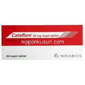 カタフラム, ジクロフェナク 50mg, 製造元：Novatis, 箱表面