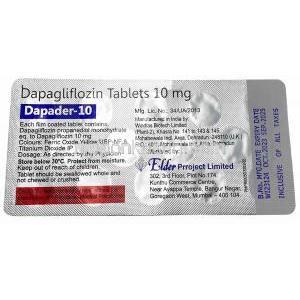 ダパダー, ダパグリフロジン 10mg, 製造元:Elder Project Ltd, シート情報