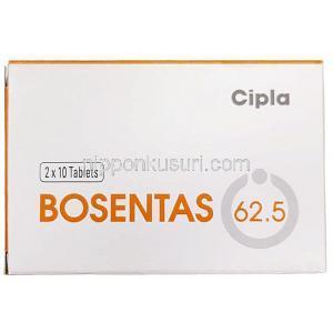 ボセンタス 62.5, ボセンタン62.5 mg 製造元：Cipla, 箱表面