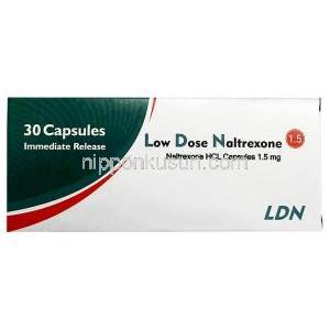 低用量ナルトレキソン (LDN), ナルトレキソン 1.5 mg, 製造元：Healing pharma,箱表面