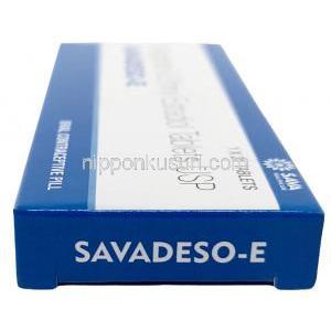 サバデソ E,デソゲストレル 0.15mg/  エチニルエストラジオール 0.03mg, 21 錠,　製造元：Sava Healthcare, 箱側面-1