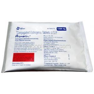 プレマリン,結合型エストロゲン  0.625mg, 28錠, 製造元：Pfizer, 包装,情報(新包装 )