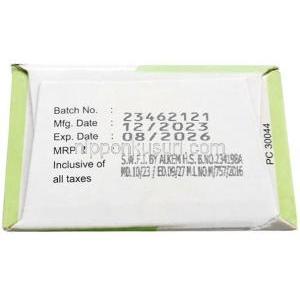 ゾーン 注射 500mg, セフトリアキソン 500 mg, 注射 5mL,製造元： Alkem Laboratories, 箱情報