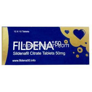 フィルデナ, シルデナフィル 50mg, 製造元：Fortune Healthcare, 箱表面