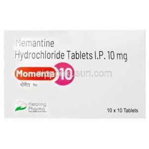 モメンタ 10, メマンチン 10mg, 製造元：Healing Pharma India Pvt Ltd,箱表面