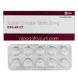 エクシラー Exilar, シアリス ジェネリック, タダラフィル 20mg チュアブル錠