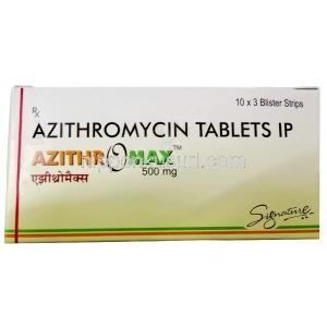 アジスロマックス, アジスロマイシン 500mg, 製造元：HAB Pharma, 箱表面