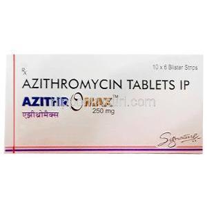 アジスロマックス, アジスロマイシン 250mg, 製造元：HAB Pharma, 箱表面