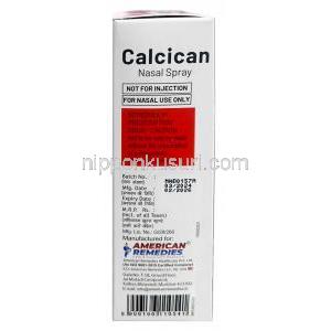 カルシカン点鼻用スプレー, カルシトニン 220 IU/回, 3.7mL(30回分), 製造元:American Remedies,箱情報