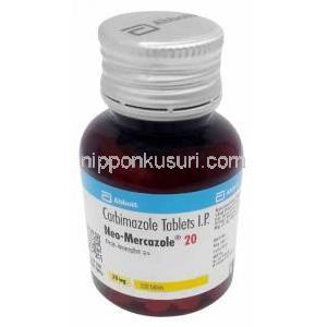 ネオメルカゾール, カルビマゾール 20 mg, 130 錠, 製造元：Abbott, ボトル