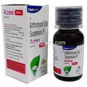 アジー内服液, アジスロマイシン 200 mg( 5 mL あたり), 内服液 15mL, 箱, ボトル