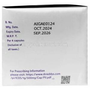 イコス, イコサペント酸エチル 1000 mg, 28 カプセル,製造元：Dr Reddy's Laboratories Ltd, 箱情報, 製造日,消費期限