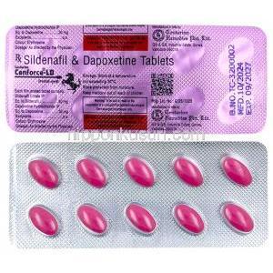 センフォース LD, シルデナフィル 50 mg/ ダポキセチン 30 mg, 製造元：Centurion,シート表面, シート情報