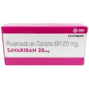 サバリバン, リバロキサバン 20 mg, 製造元：Sava  Healthcare, 箱表面