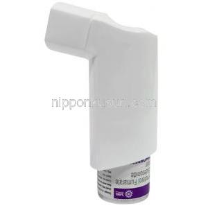 ホルモブリーズ インヘラー, ホルモテロール 6mcg/ ブデソニド 200mcg, インヘラー (吸入剤 + 吸入器, フロンガス不使用), 120回分, 製造元：Sava  Healthcare,インヘラー側面-1