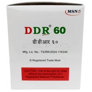DDR MR, デクスランソプラゾール 60mg, カプセル (徐放性), 製造元：MSN Laboratories,箱情報, 注意事項