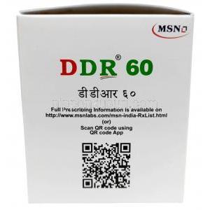 DDR MR, デクスランソプラゾール 60mg, カプセル (徐放性), 製造元：MSN Laboratories,箱側面
