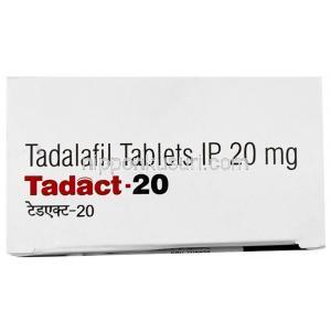 タダクト 20, タダラフィル 20 mg, 製造元：Ipca Laboratories, 箱表面