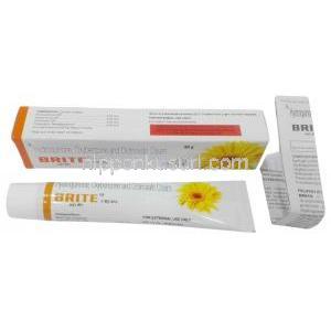 ブライトクリーム, ヒドロキノン (ハイドロキノン) 4% クリーム 30g, 製造元：Wallace Pharmaceuticals Pvt Ltd,箱情報, チューブ, 商品説明書