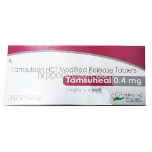 タムスヒール,タムスロシン 0.4 mg, 徐放性錠 (MR錠), 製造元：Healing Pharma India Pvt Ltd, 箱表面