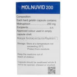 モルヌビッド, モルヌピラビル 200 mg, 40 カプセル,製造元：Healing Pharma India Pvt Ltd, 箱情報, 成分, 保管方法