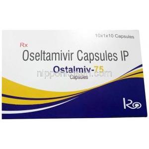 オスタルミフ, オセルタミビル 75 mg, 製造元:Kasdap Healthcare, 箱表面
