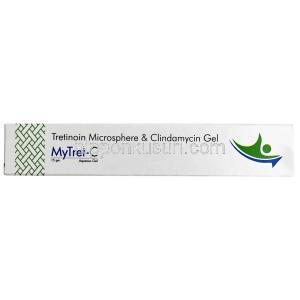 マイトレット C 水性ジェル, トレチノイン 微粒子 0.025％ / クリンダマイシン 1%, 微粒子ジェル 15 g, 製造元：Grace Derma Healthcare, 箱表面