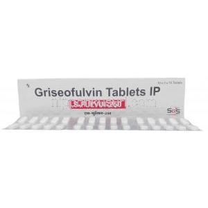 S-フルビン 250, グリセオフルビン 250 mg, 製造元：SGS Pharmaceutical, 箱表面, シート