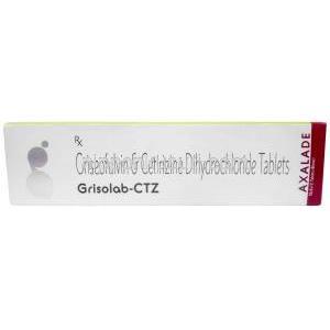 グリソラブ CTZ, グリセオフルビン 250 mg/ セチリジン 5 mg, 製造元：GPP Axalade, 箱表面
