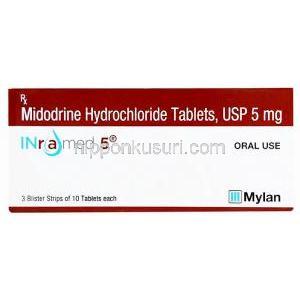 インラメッド 5, ミドドリン 5mg, 製造元：Mylan, 箱表面